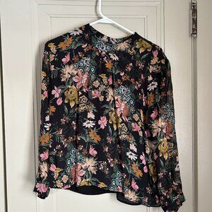 Amour Vert Black Floral Blouse – Size L